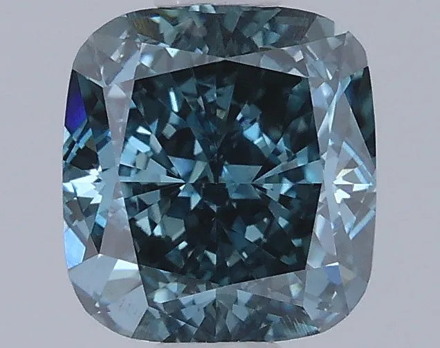 0.92ct Cushion modified Lab Grown Diamond (Colour Fancy Vivid Green Blue, Clarity VS2, IGI Certified)