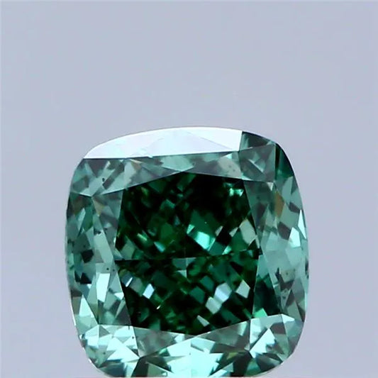 0.95ct Cushion modified Lab Grown Diamond (Colour Fancy Vivid Green, Clarity VS2, IGI Certified)