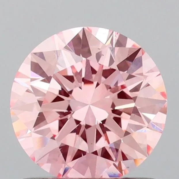 0.95ct Round Lab Grown Diamond (Colour Fancy Vivid Pink, Clarity VS2, Cut EX, IGI Certified)