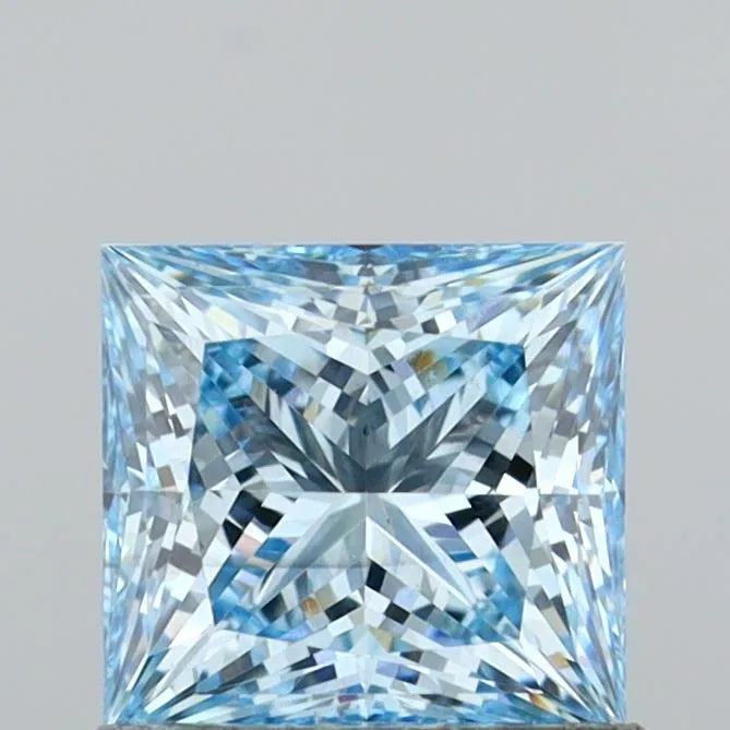 0.97ct Princess Lab Grown Diamond (Colour Fancy Vivid Blue, Clarity VS2, IGI Certified)
