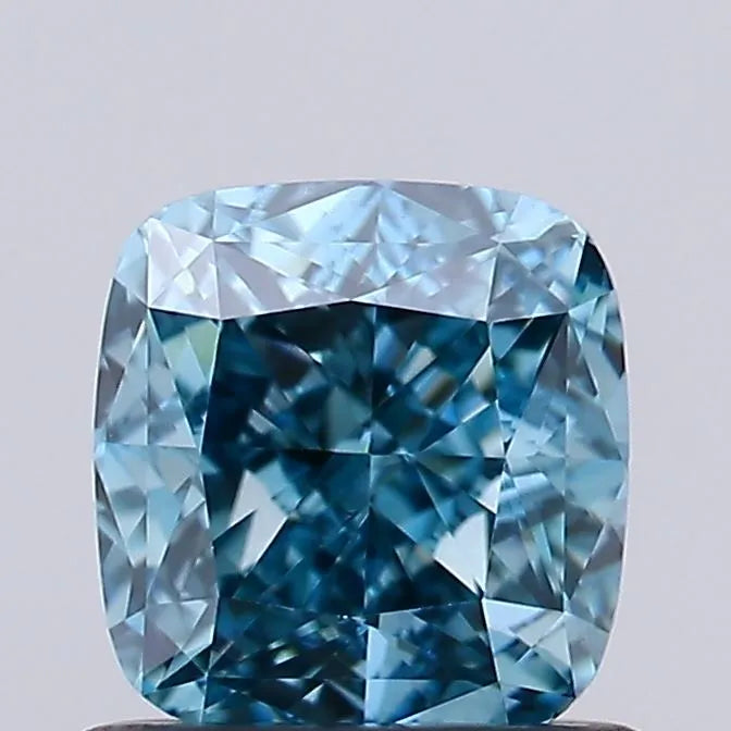 0.98ct Cushion modified Lab Grown Diamond (Colour Fancy Vivid Greenish Blue, Clarity VVS2, IGI Certified)