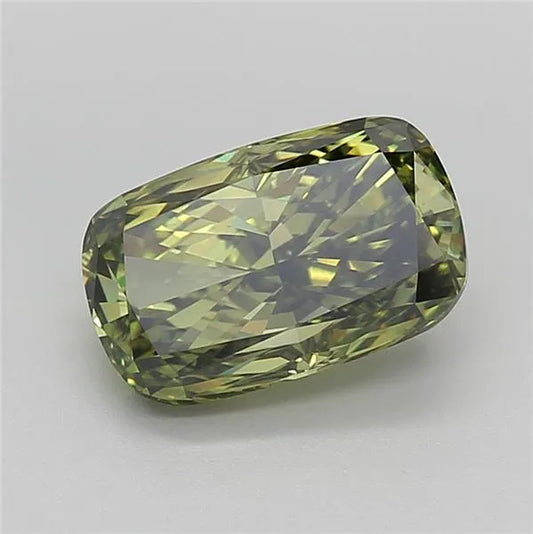 3.04ct Cushion brilliant Lab Grown Diamond (Colour Fancy Vivid Green, Clarity VVS2, IGI Certified)
