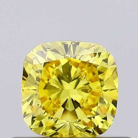 0.50ct Cushion brilliant Lab Grown Diamond (Colour Fancy Vivid Yellow, Clarity VVS2, IGI Certified)