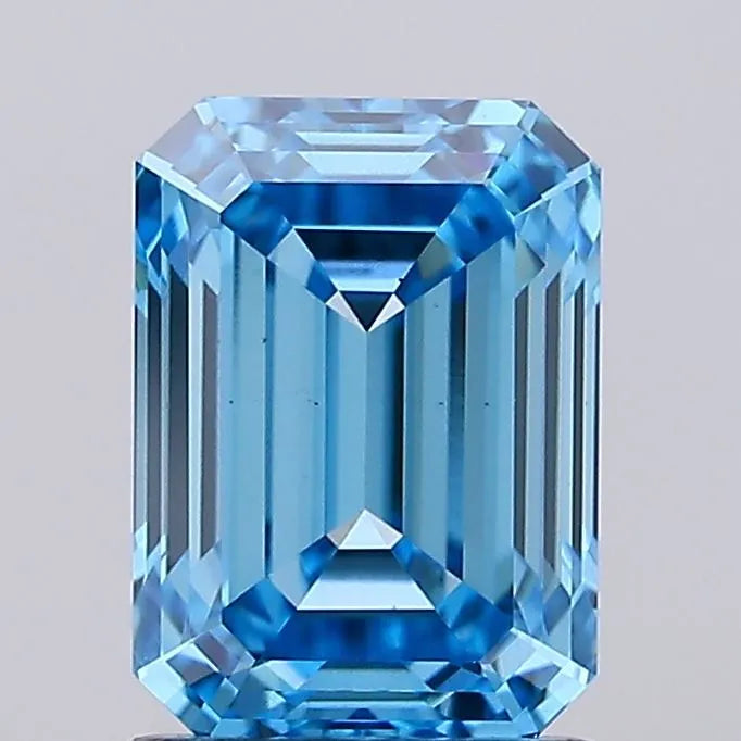 1.58ct Emerald Lab Grown Diamond (Colour Fancy Vivid Blue, Clarity VS1, IGI Certified)