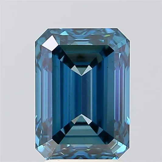 3.00ct Emerald Lab Grown Diamond (Colour Fancy Vivid Blue, Clarity VS1, Cut GD, IGI Certified)