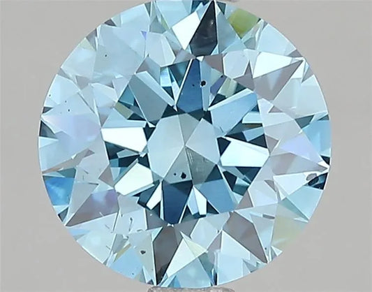 2.50ct Round Lab Grown Diamond (Colour Fancy Vivid Blue, Clarity VS2, Cut ID, IGI Certified)