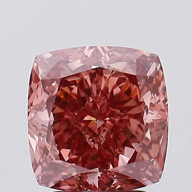 3.11ct Cushion modified Lab Grown Diamond (Colour Fancy Vivid Brownish Pink, Clarity VVS2, IGI Certified)