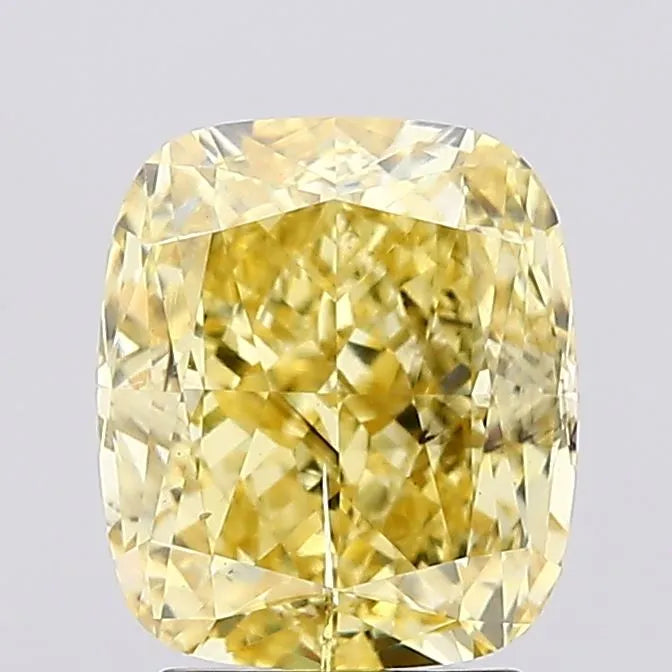 3.09ct Cushion modified Lab Grown Diamond (Colour Fancy Vivid Yellow, Clarity SI2, IGI Certified)