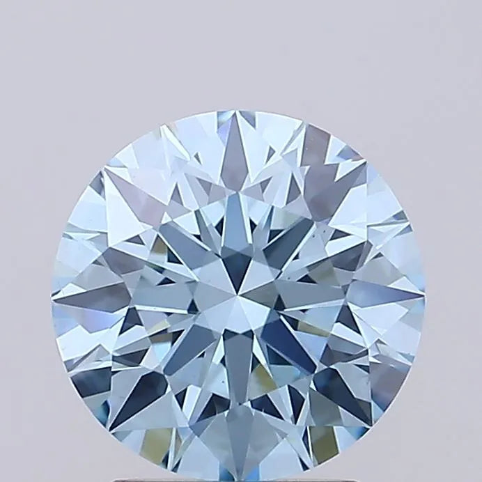 2.01ct Round Lab Grown Diamond (Colour Fancy Vivid Blue, Clarity VS2, Cut ID, IGI Certified)