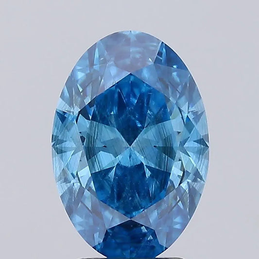 3.07ct Oval Lab Grown Diamond (Colour Fancy Vivid Blue, Clarity SI2, IGI Certified)