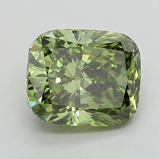 2.50ct Cushion brilliant Lab Grown Diamond (Colour Fancy Vivid Green, Clarity VS1, IGI Certified)