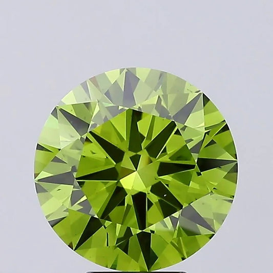 5.00ct Round Lab Grown Diamond (Colour Fancy Vivid Green, Clarity VS2, Cut ID, IGI Certified)