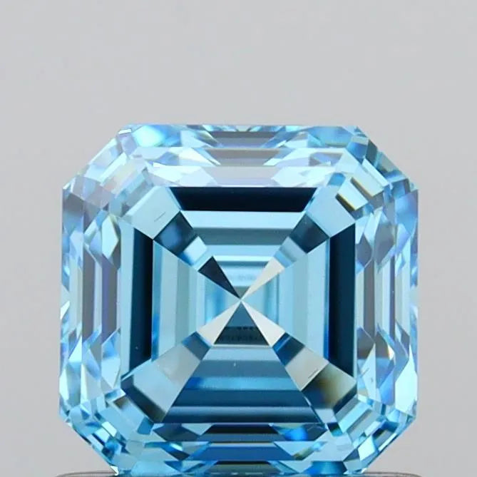 1.00ct Asscher Lab Grown Diamond (Colour Fancy Vivid Blue, Clarity VS2, IGI Certified)