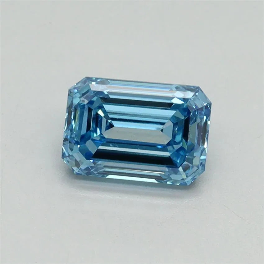 1.00ct Emerald Lab Grown Diamond (Colour Fancy Vivid Blue, Clarity VVS2, IGI Certified)