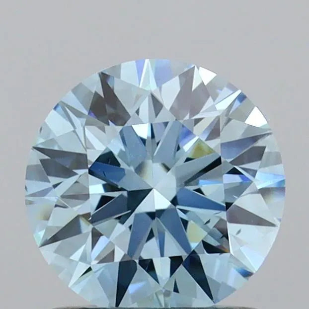1.00ct Round Lab Grown Diamond (Colour Fancy Vivid Blue, Clarity VS2, Cut ID, IGI Certified)