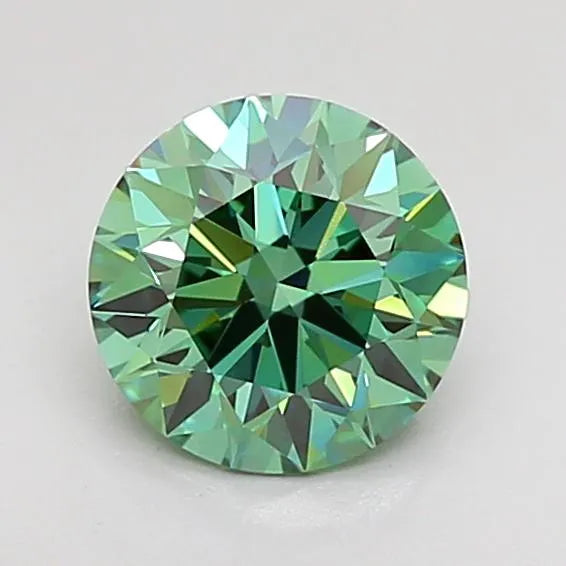 1.00ct Round Lab Grown Diamond (Colour Fancy Vivid Green, Clarity VVS2, Cut EX, IGI Certified)