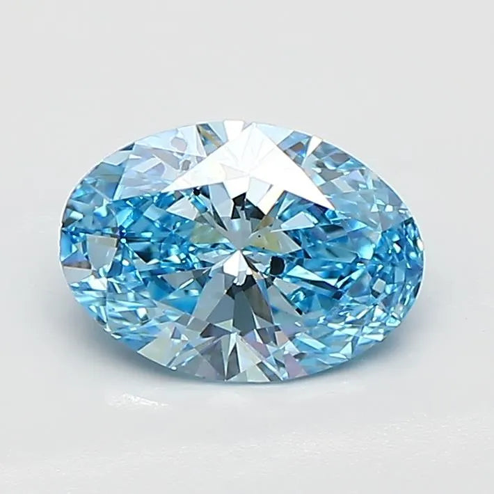 1.01ct Oval Lab Grown Diamond (Colour Fancy Vivid Blue, Clarity SI2, IGI Certified)