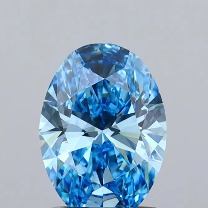 1.01ct Oval Lab Grown Diamond (Colour Fancy Vivid Blue, Clarity VVS2, IGI Certified)