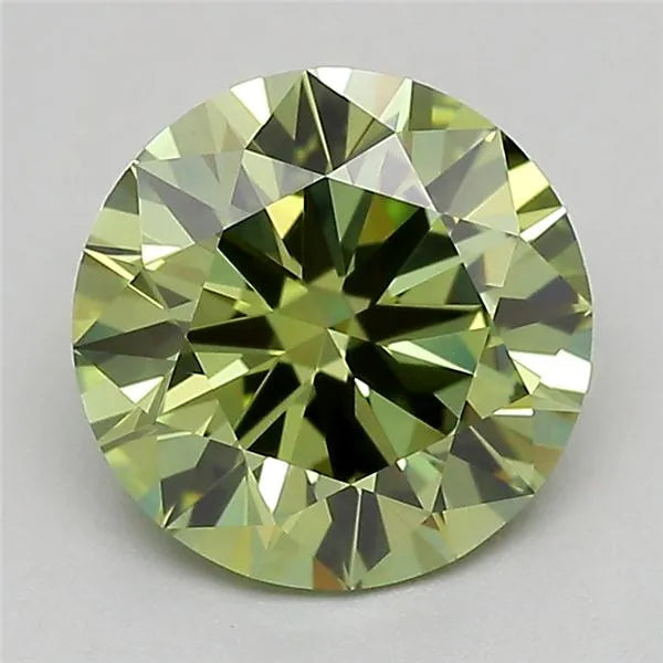 1.01ct Round Lab Grown Diamond (Colour Fancy Vivid Green, Clarity VVS2, Cut ID, IGI Certified)
