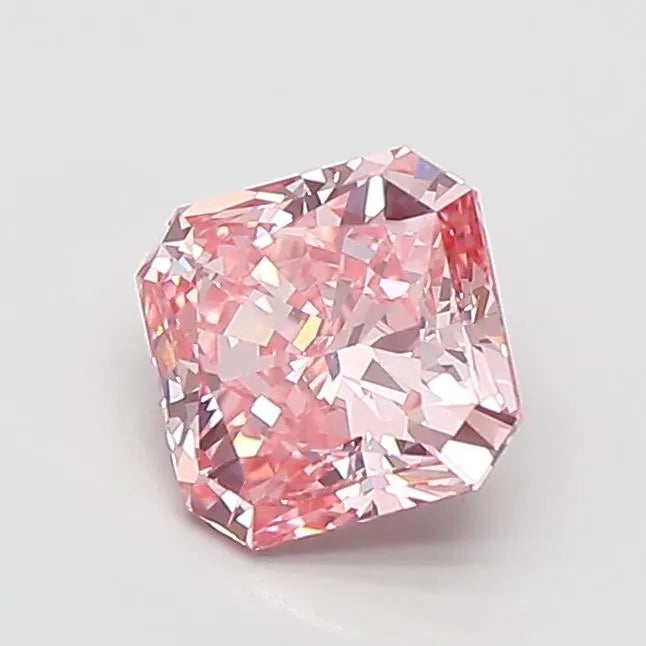 1.01ct Square radiant Lab Grown Diamond (Colour Fancy Vivid Pink, Clarity VVS2, IGI Certified)