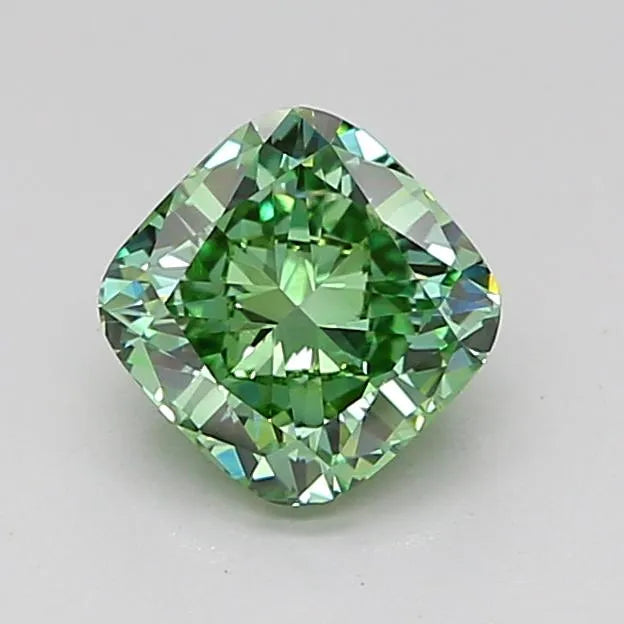 1.02ct Cushion modified Lab Grown Diamond (Colour Fancy Vivid Green, Clarity VVS2, IGI Certified)