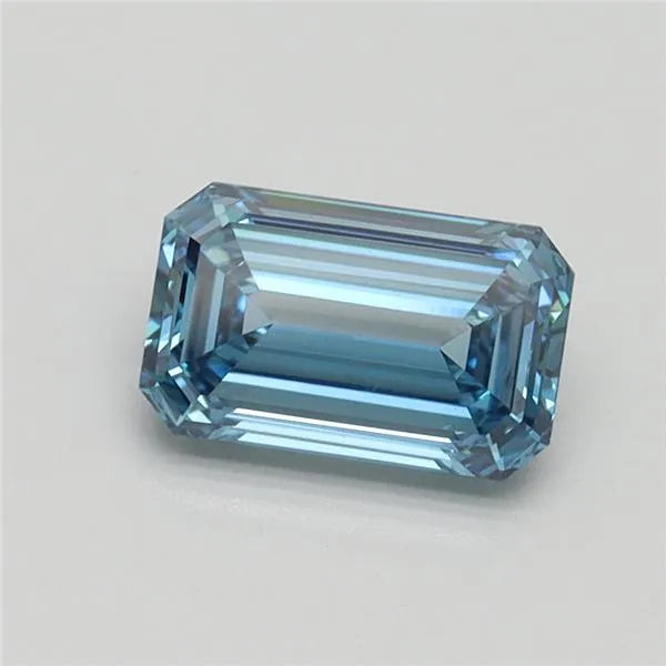 1.02ct Emerald Lab Grown Diamond (Colour Fancy Vivid Blue, Clarity VVS2, IGI Certified)
