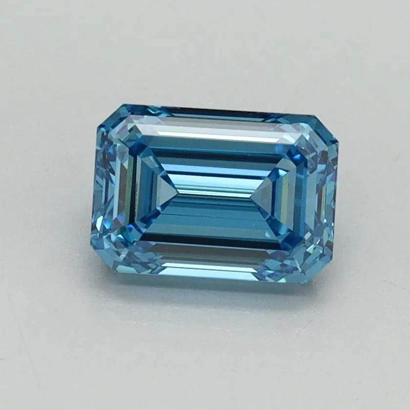 1.02ct Emerald Lab Grown Diamond (Colour Fancy Vivid Blue, Clarity VVS2, IGI Certified)
