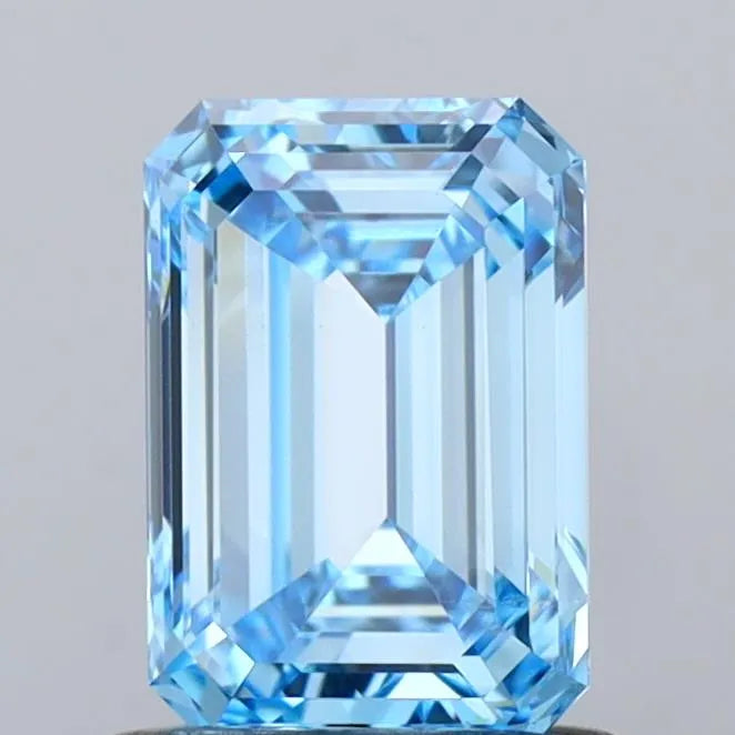 1.02ct Emerald Lab Grown Diamond (Colour Fancy Vivid Blue, Clarity VVS2, IGI Certified)