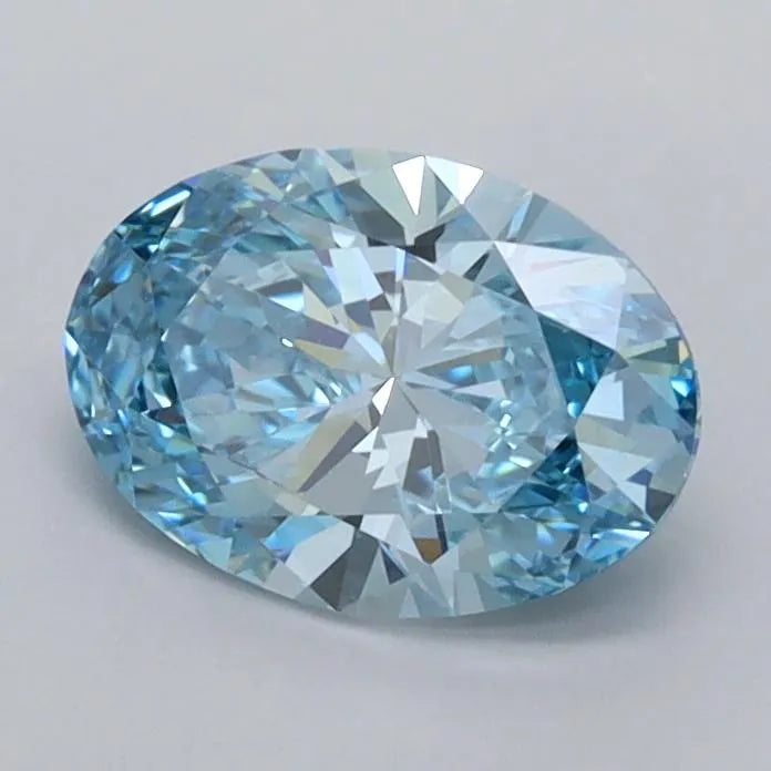 1.02ct Oval Lab Grown Diamond (Colour Fancy Vivid Blue, Clarity VVS2, IGI Certified)