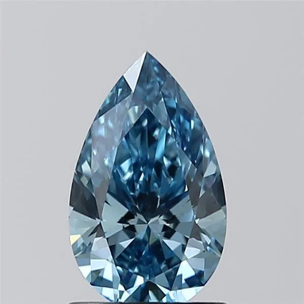 1.02ct Pear Lab Grown Diamond (Colour Fancy Vivid Greenish Blue, Clarity VS1, IGI Certified)