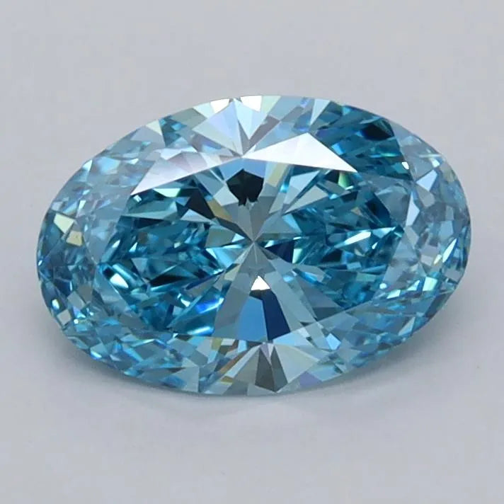 1.03ct Oval Lab Grown Diamond (Colour Fancy Vivid Blue, Clarity VVS1, IGI Certified)