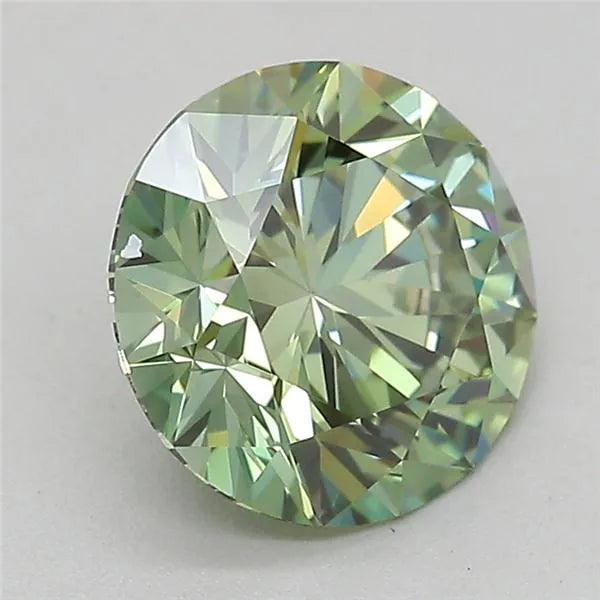 1.03ct Round Lab Grown Diamond (Colour Fancy Vivid Green, Clarity VVS2, Cut ID, IGI Certified)
