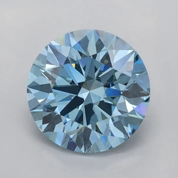 1.05ct Round Lab Grown Diamond (Colour Fancy Vivid Blue, Clarity VVS2, Cut ID, IGI Certified)