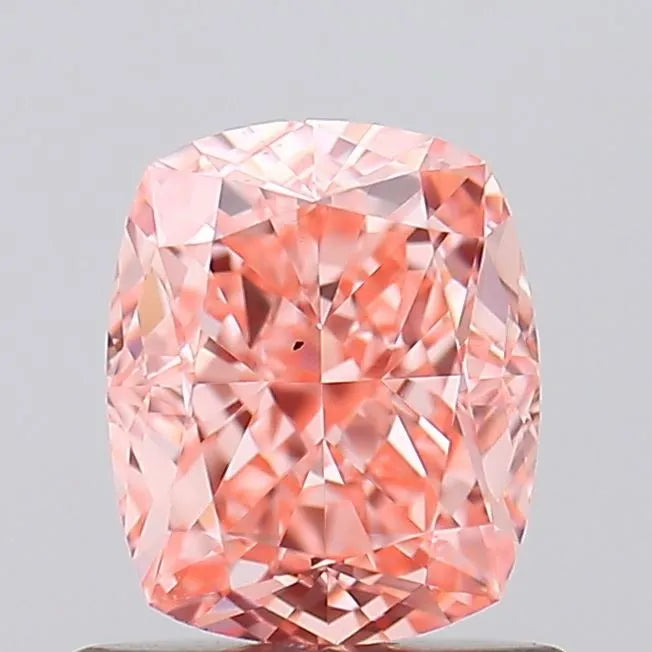1.06ct Cushion brilliant Lab Grown Diamond (Colour Fancy Vivid Orangey Pink, Clarity VVS2, IGI Certified)