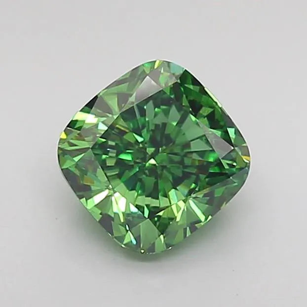 1.06ct Cushion modified Lab Grown Diamond (Colour Fancy Vivid Green, Clarity VVS2, IGI Certified)