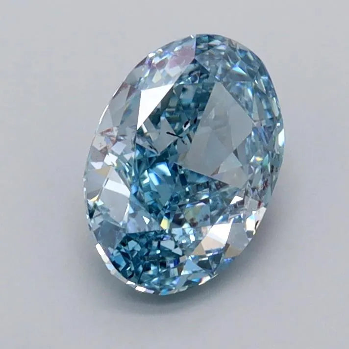 1.06ct Oval Lab Grown Diamond (Colour Fancy Vivid Blue, Clarity VS2, IGI Certified)