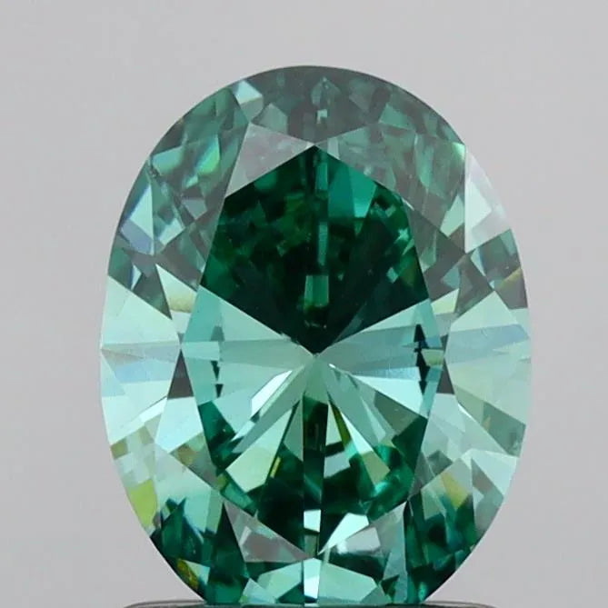 1.08ct Oval Lab Grown Diamond (Colour Fancy Vivid Green, Clarity VS1, IGI Certified)