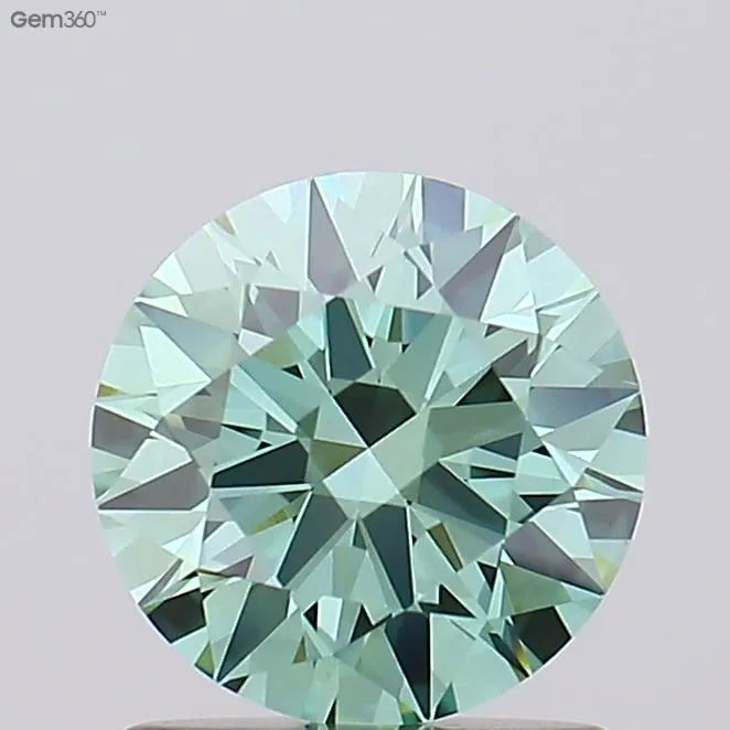 1.08ct Round Lab Grown Diamond (Colour Fancy Vivid Green, Clarity VVS2, Cut ID, IGI Certified)