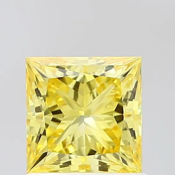 1.09ct Princess Lab Grown Diamond (Colour Fancy Vivid Yellow, Clarity IF, IGI Certified)