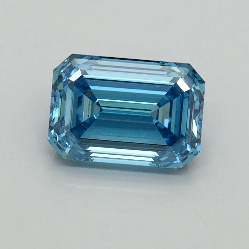 1.11ct Emerald Lab Grown Diamond (Colour Fancy Vivid Blue, Clarity VVS2, IGI Certified)