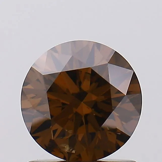 1.12ct Round Lab Grown Diamond (Colour Fancy Deep Brown, Clarity SI2, Cut EX, IGI Certified)