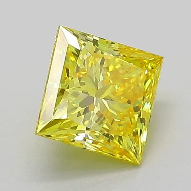 1.14ct Princess Lab Grown Diamond (Colour Fancy Vivid Yellow, Clarity VVS2, IGI Certified)