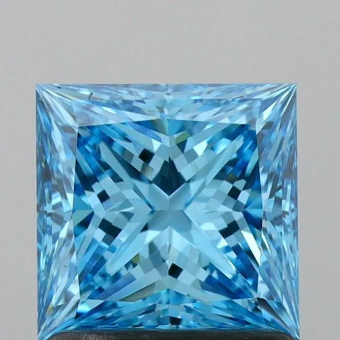 1.15ct Princess Lab Grown Diamond (Colour Fancy Vivid Blue, Clarity VVS2, IGI Certified)