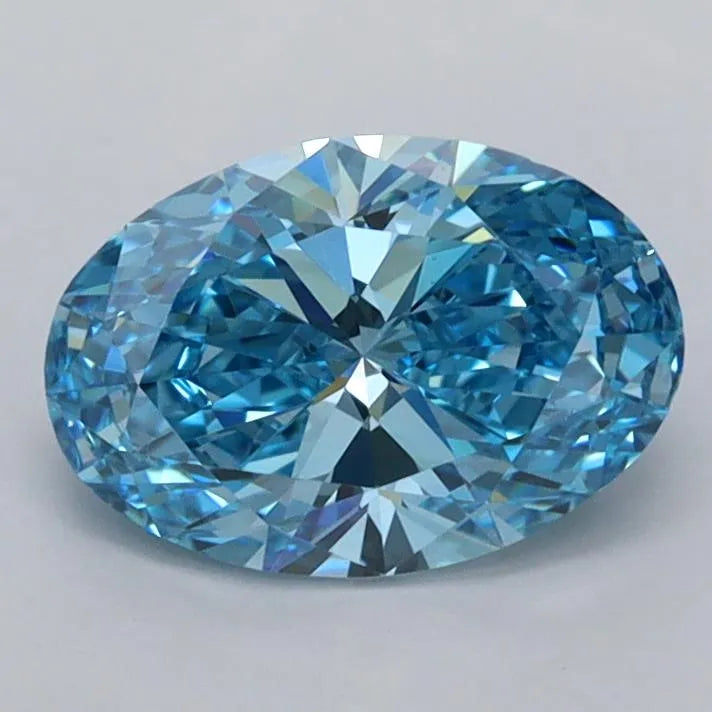 1.20ct Oval Lab Grown Diamond (Colour Fancy Vivid Blue, Clarity VVS2, IGI Certified)