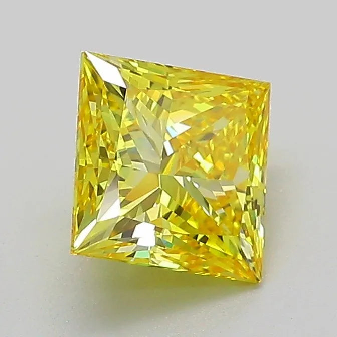 1.22ct Princess Lab Grown Diamond (Colour Fancy Vivid Yellow, Clarity VVS2, IGI Certified)