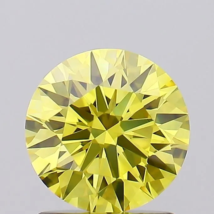 1.22ct Round Lab Grown Diamond (Colour Fancy Vivid Yellow, Clarity VVS2, Cut ID, IGI Certified)
