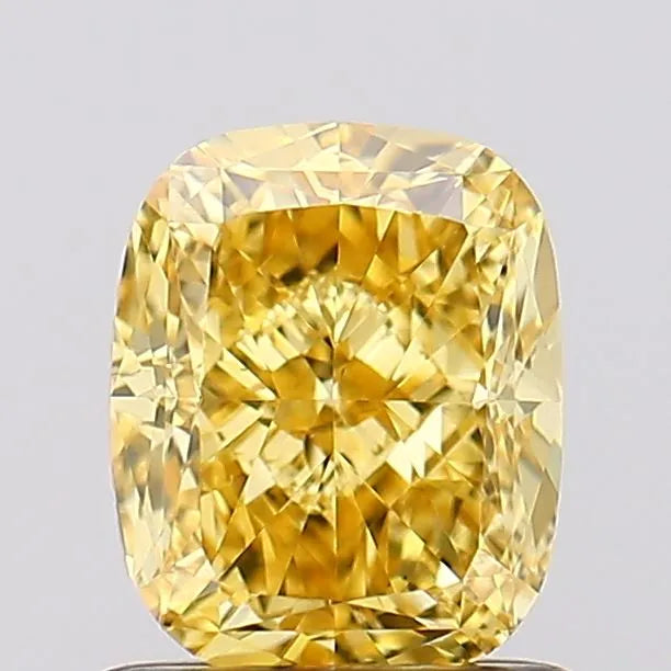1.23ct Cushion modified Lab Grown Diamond (Colour Fancy Vivid Yellow, Clarity VS2, IGI Certified)