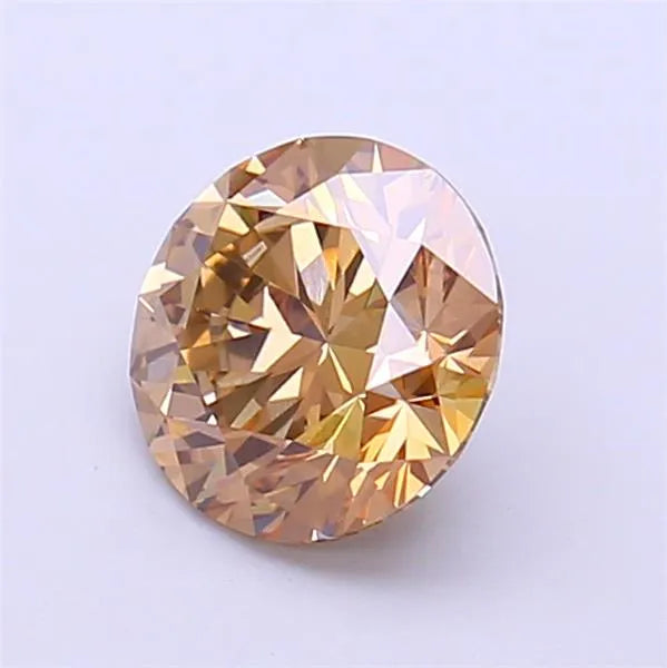 1.23ct Round Lab Grown Diamond (Colour Fancy Light Brown, Clarity VVS2, Cut EX, IGI Certified)