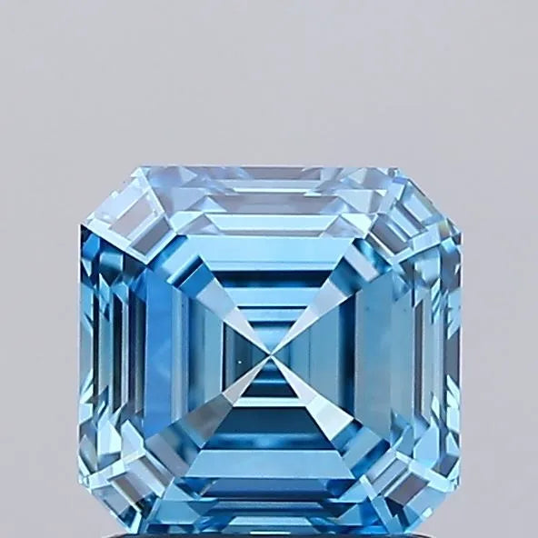 1.24ct Asscher Lab Grown Diamond (Colour Fancy Vivid Blue, Clarity VS2, IGI Certified)