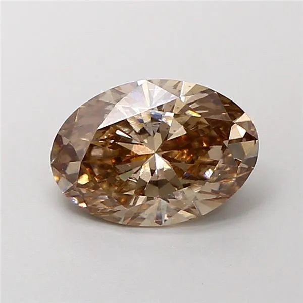 1.24ct Oval Lab Grown Diamond (Colour Fancy Light Brown, Clarity VS1, IGI Certified)